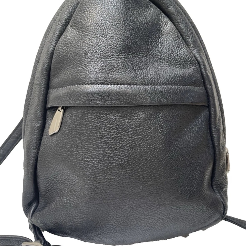 Libraire USA Vintage Pebble Leather Black Mini Backpack Purse Casual Minimalist